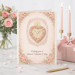 Tarjeta Festiva Valentine’s Day Holy Spirit Dove Roses