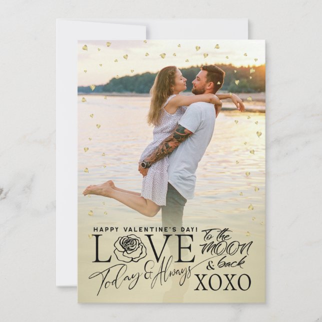 Tarjeta Festiva Valentine’s Day Romantic Golden (Anverso)