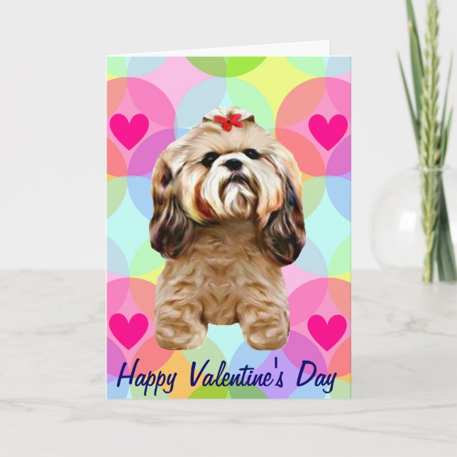 Tarjeta Festiva Valentine Shih Tzu Dog (Anverso)