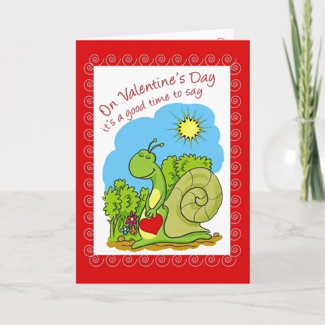 Tarjeta Festiva Valentine Snail (Anverso)