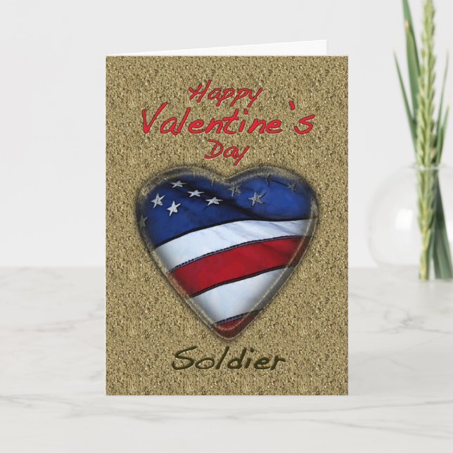 Tarjeta Festiva Valentine Soldier Sand Patriotic (Anverso)