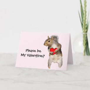 Tarjeta Festiva Valentine Squirrel con corazón