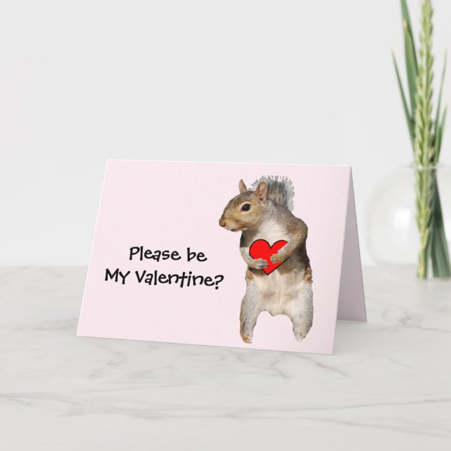 Tarjeta Festiva Valentine Squirrel con corazón (Anverso)