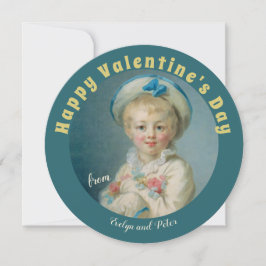 Tarjeta Festiva Valentine Sweet boy con flores Fragonard Pierrot