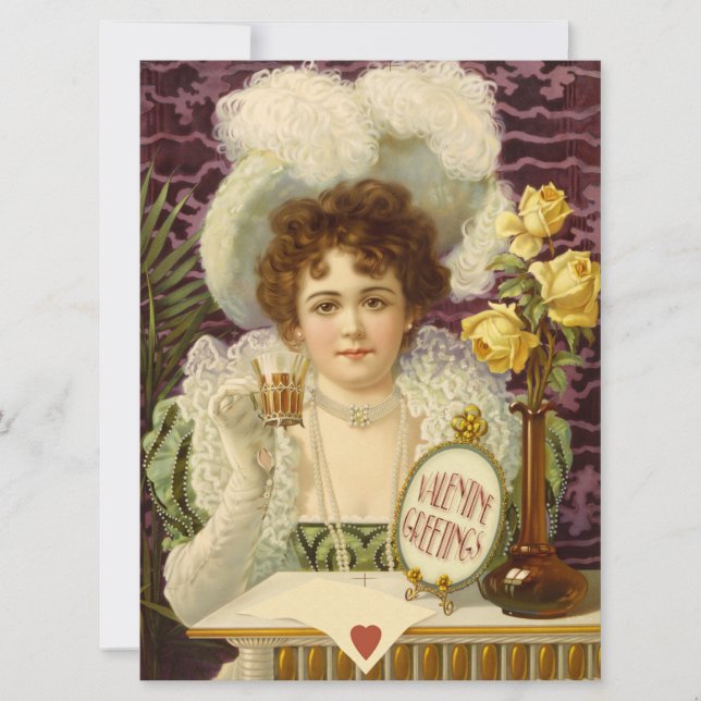 Tarjeta Festiva Valentine Sweet, una mujer con ropa elegante CC120 (Anverso)