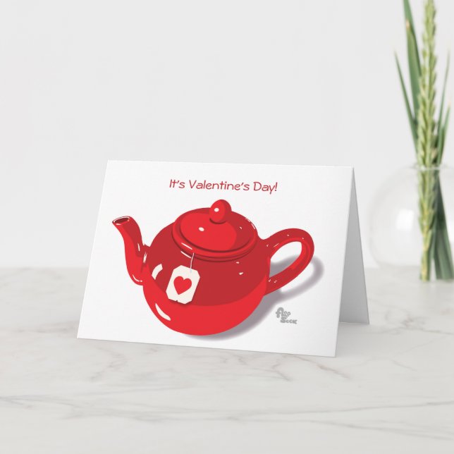 Tarjeta Festiva Valentine Teapot (Anverso)