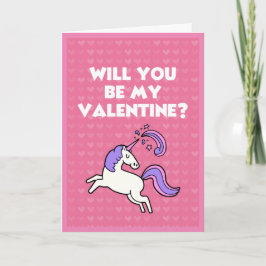 Tarjeta Festiva Valentine Unicornio traza de corazón rosado lindo 