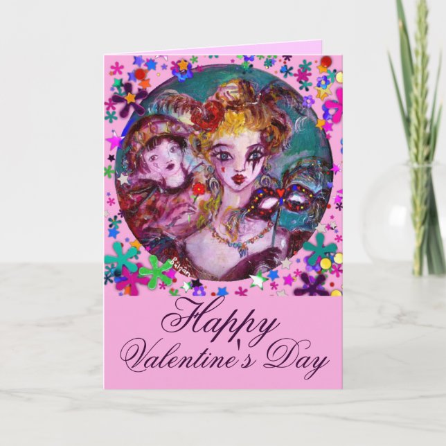 TARJETA FESTIVA VALENTINE VENETIAN MASQUERADE CONFETTI (Anverso)