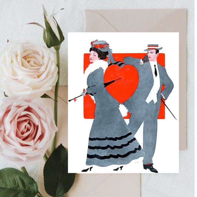 Tarjeta Festiva Valentine Vintage Couple (Subido por el creador)