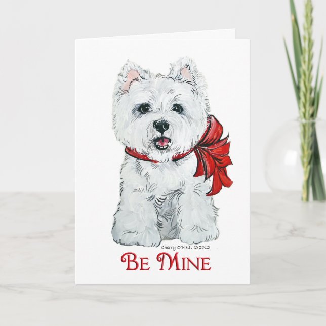 Tarjeta Festiva Valentine Westie - Be MIne (Anverso)