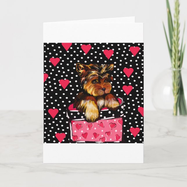 TARJETA FESTIVA VALENTINE YORKIE (Anverso)