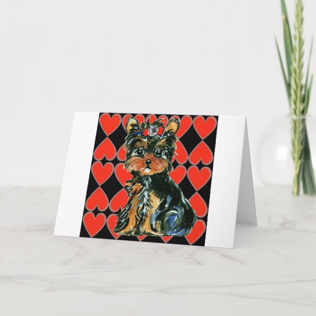 Tarjeta Festiva Valentine Yorkie Poo (Anverso)