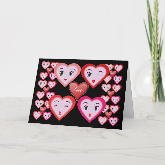 Tarjeta Festiva Valentines aman la carta de cardíacos y cardíacos (Anverso)