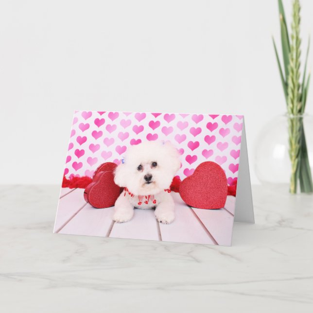 Tarjeta Festiva Valentines - Bichon Frise - Lilly (Anverso)