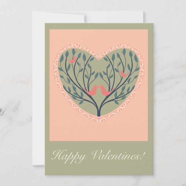 Tarjeta Festiva Valentines card with birds and tree design (Anverso)