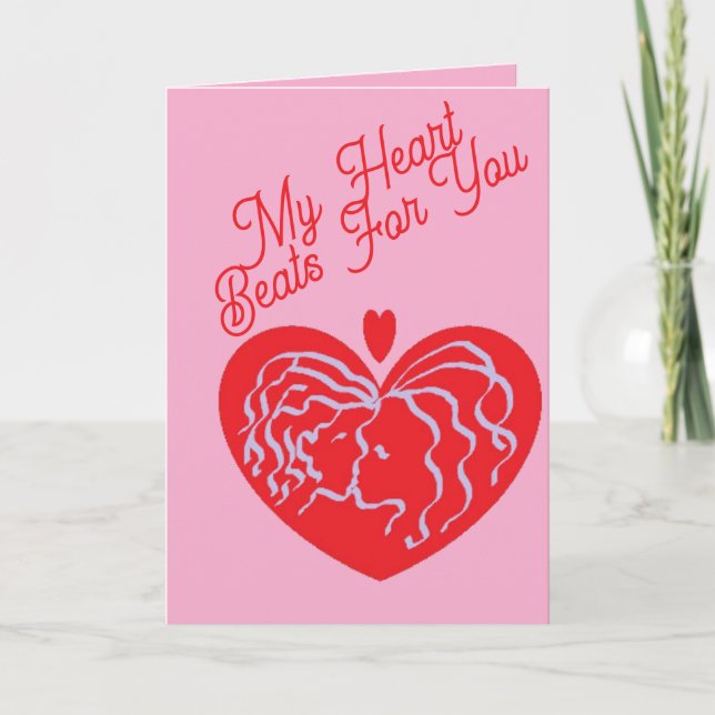Tarjeta Festiva Valentine's Cards : Heart beats for You . (Anverso)