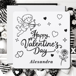 Tarjeta Festiva Valentines  Cherub & Romantic Doodle Personalized 