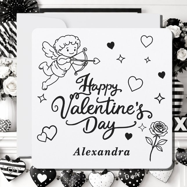 Tarjeta Festiva Valentines  Cherub & Romantic Doodle Personalized  (Subido por el creador)