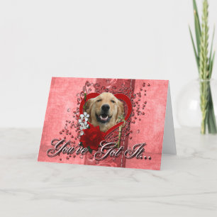 Tarjeta Festiva Valentines - Clave para mi corazón - Golden Retrie
