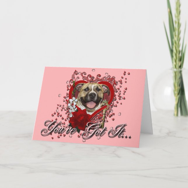 Tarjeta Festiva Valentines - Clave para mi corazón - Pitbull - Tig (Anverso)