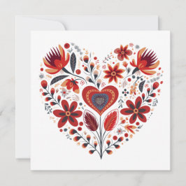 Tarjeta Festiva Valentines con forma de corazón escandinavo