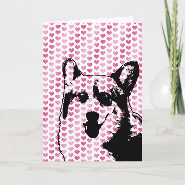 Tarjeta Festiva Valentines - Corgi Silhouette - Owen (Anverso)