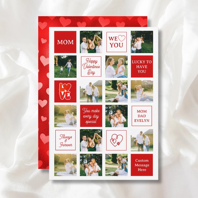 Tarjeta Festiva Valentines Day 14 Photo Collage Messages for Mom (Valentines Day 14 Photo Collage Messages for Mom Holiday Card
)
