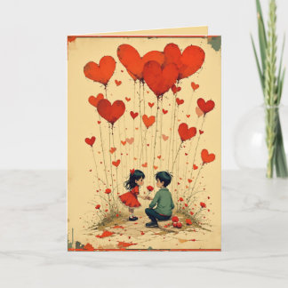 Tarjeta Festiva Valentine's Day Card for Kids with Hearts