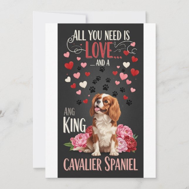 Tarjeta Festiva Valentine's Day Cute cavalier spaniel dog Photo  (Anverso)