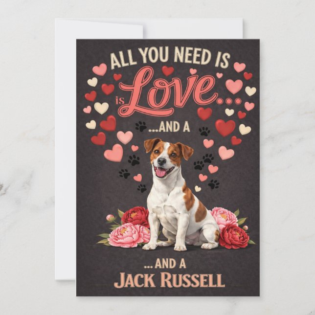 Tarjeta Festiva Valentine's Day cute jack russell  dog Photo   (Anverso)