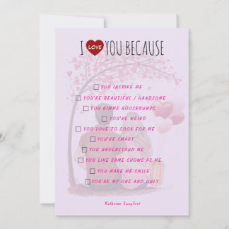 Tarjeta Festiva Valentine's Day Greeting Card - I Love You Because