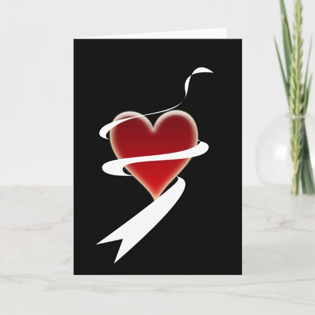 Tarjeta Festiva Valentines Day Heart with ribbon (Anverso)