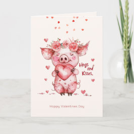 Tarjeta Festiva valentine's day Hogs & Kisses Funny Pig