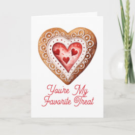 Tarjeta Festiva Valentines Day Sweet Cookie Heart Favorite Treat