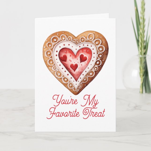 Tarjeta Festiva Valentines Day Sweet Cookie Heart Favorite Treat (Anverso)