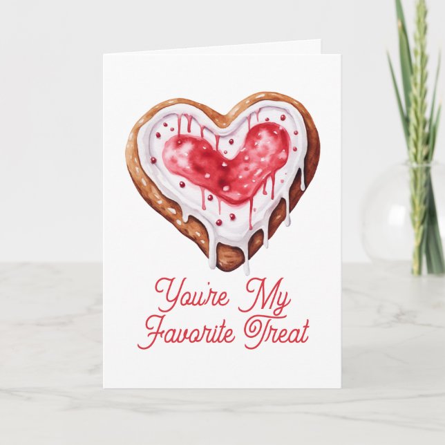 Tarjeta Festiva Valentines Day Sweet Cookie Heart Favorite Treat (Anverso)