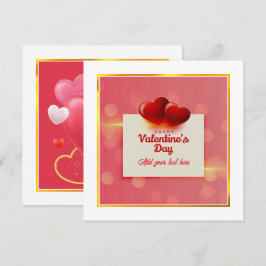 Tarjeta Festiva Valentine's Day With Red Hearts I Romantic Love  