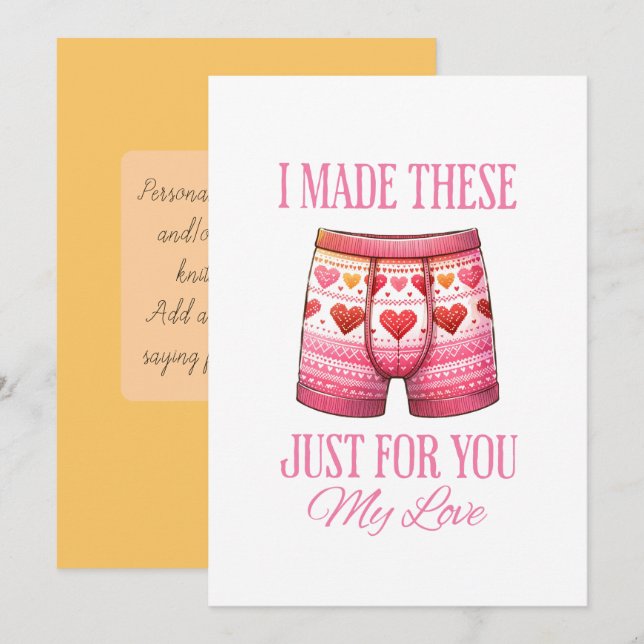 Tarjeta Festiva Valentines de ropa interior fea  (Anverso / Reverso)