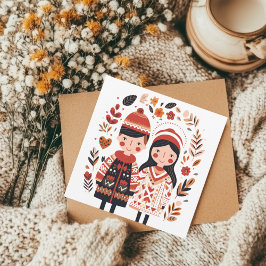 Tarjeta Festiva Valentines del corazón escandinavo