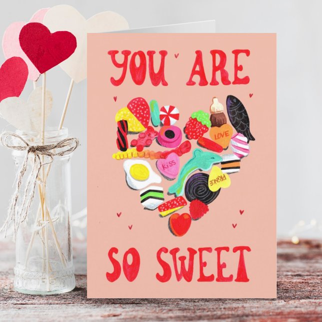 Tarjeta Festiva Valentines, eres un corazón de dulces caramelos (Subido por el creador)