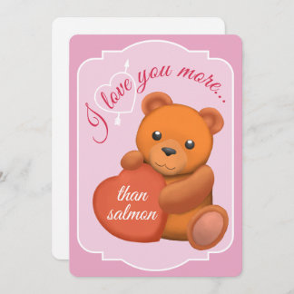 Tarjeta Festiva Valentines Flat Card Cute Brown Bear