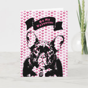 Tarjeta Festiva Valentines - french Bulldog Silhouette