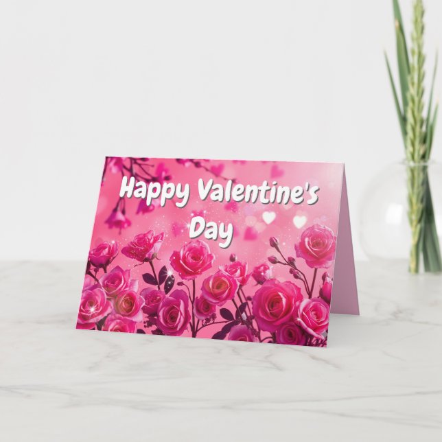 Tarjeta Festiva Valentine's Fuchsia Love Card (Anverso)