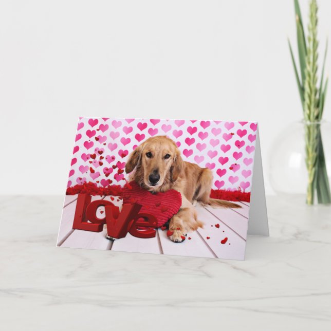 Tarjeta Festiva Valentines - Golden Retriever - JJ (Anverso)