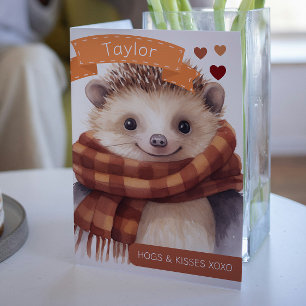 Tarjeta Festiva Valentis personalizados Cute Hedgehogs and Kisses