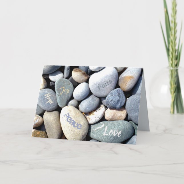 Tarjeta Festiva Valores cristianos alegran la esperanza Paz Fe amo (Anverso)