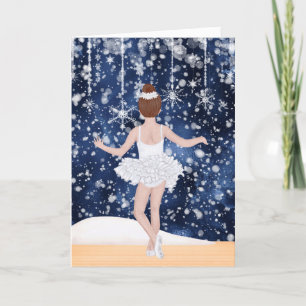 Tarjeta Festiva Vals de Snowflakes Ballet Nocturno