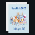 Tarjeta Festiva Vamos a conseguir el vino ligero Lover Hanukkah 20<br><div class="desc">Este diseño fue creado a través del arte digital y puede ser personalizado en el área que proporciona cambiando la foto y/o el texto. O puede personalizarse eligiendo la opción de hacer clic en el personalizar y borrar o cambiar el color del fondo, agregar texto, cambiar el color o estilo...</div>