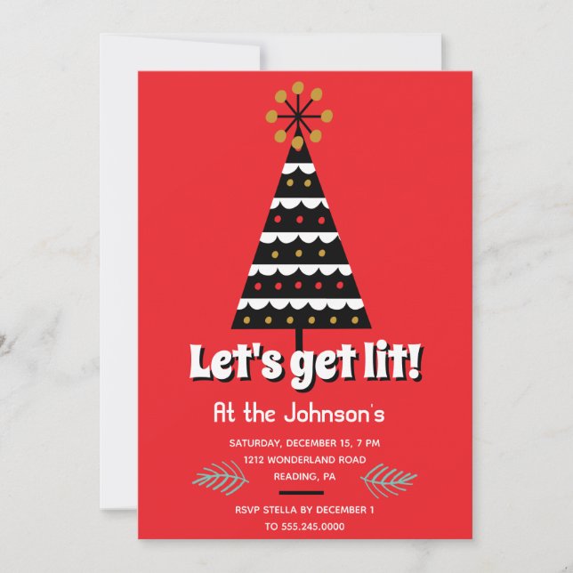 Tarjeta Festiva Vamos a conseguir Fiesta de Navidades Lit Retro (Anverso)