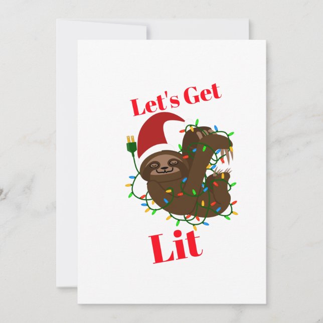 Tarjeta Festiva Vamos a conseguir Navidades livianos Sloth (Anverso)
